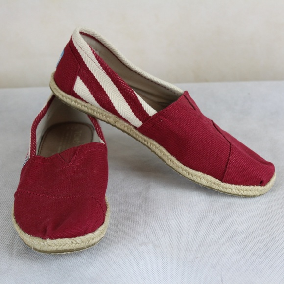 Toms Shoes - Toms Red/White Slip On Shoes